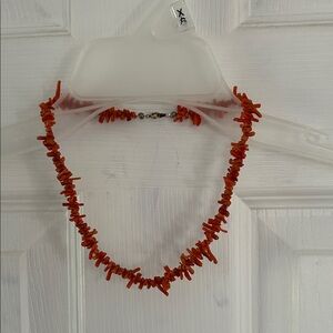 Vibrant Red Coral Chip Necklace - Women's Jewelry